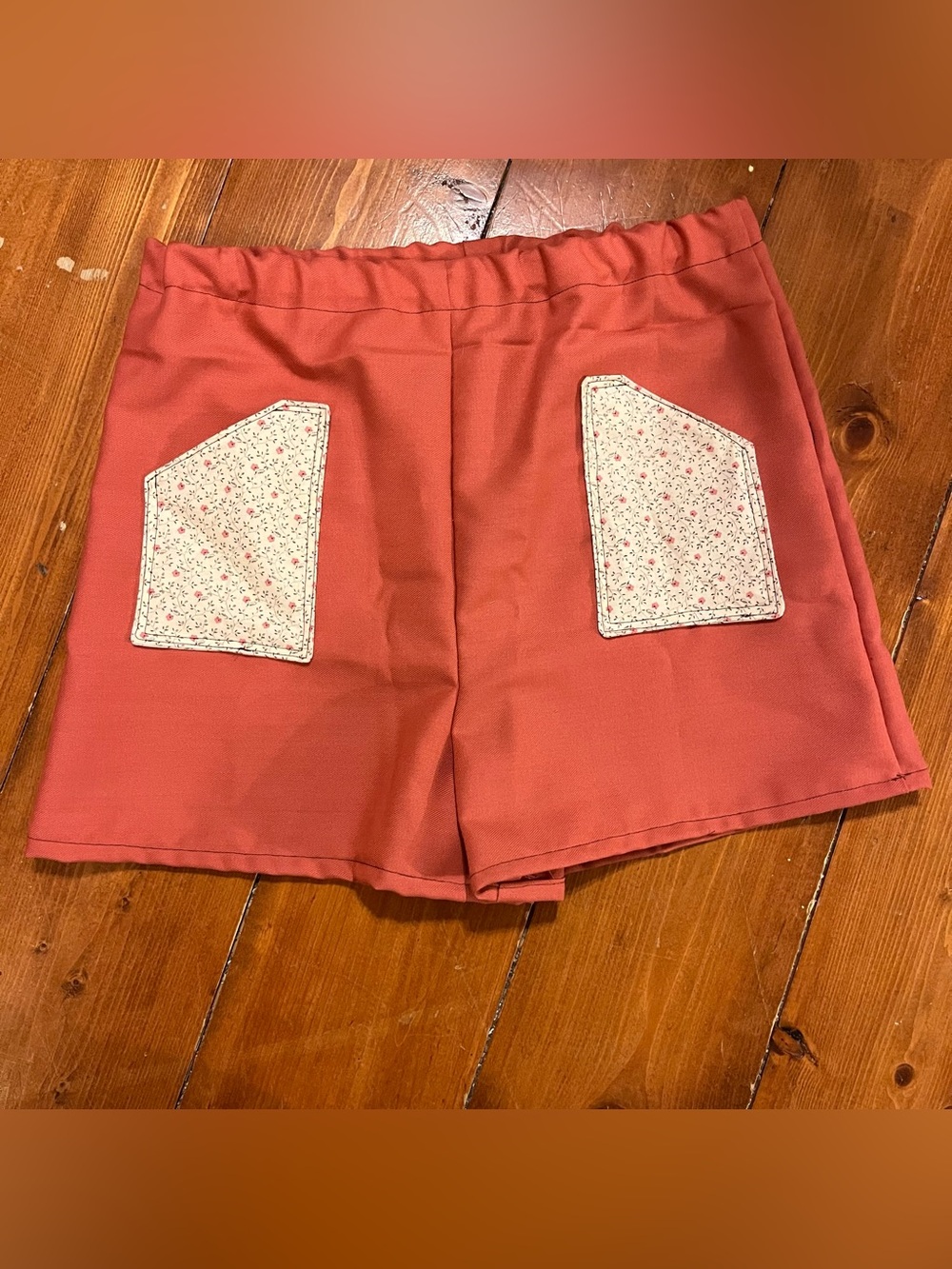 Handmade Upcycled Shorts Floral Summer Casual Elastic Waist Women’s Size Small